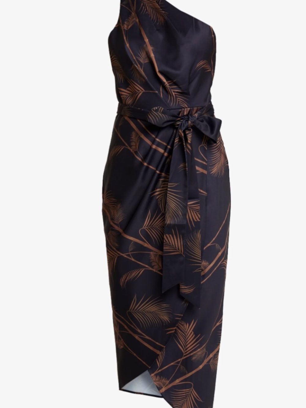 Ted Baker One-Shoulder Black Dress with Copper Leaf Print TED BAKER SIZE 2